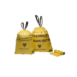 Rouleau de sacs à déchets médicaux Jaune - Liens coulissants - 6 volumes