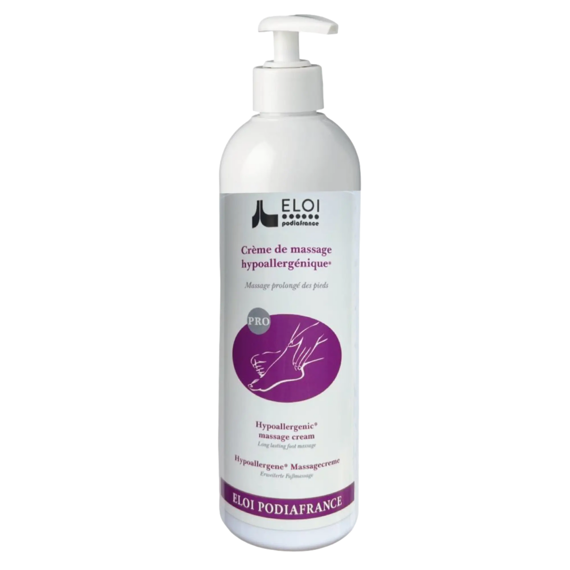 Crème neutre de massage hydratante hypoallergénique - 500 ml - Eliderma - My Podologie