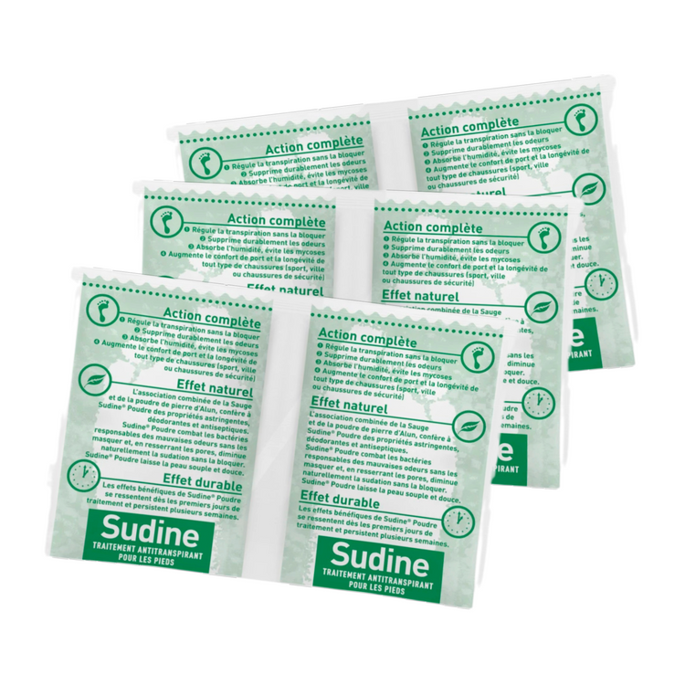 Échantillons Sudine Poudre - Poudre traitement anti-transpirant pour les pieds My Podologie 