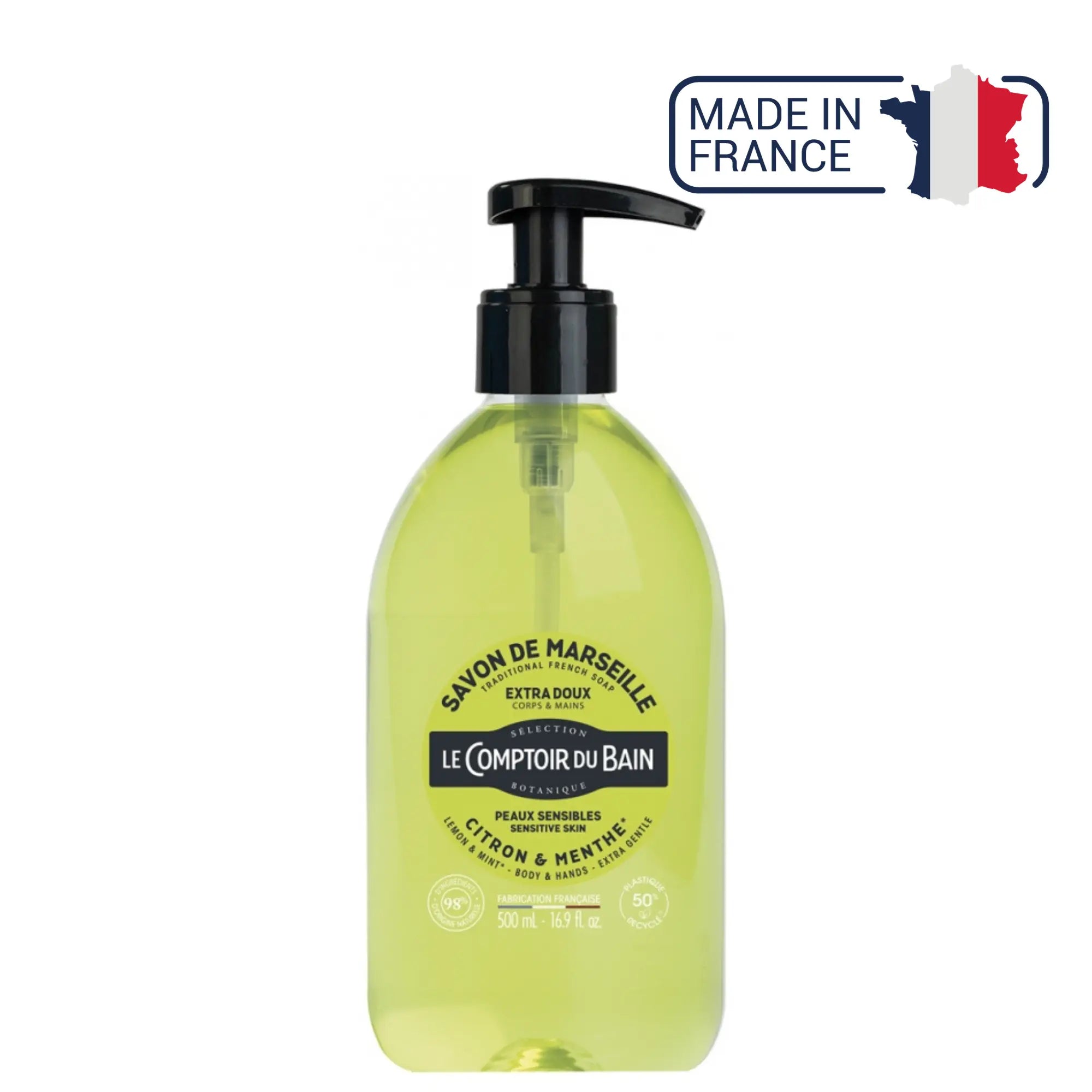 Jabón Líquido de Marsella Limón Menta - 500ml - Le Comptoir du Bain